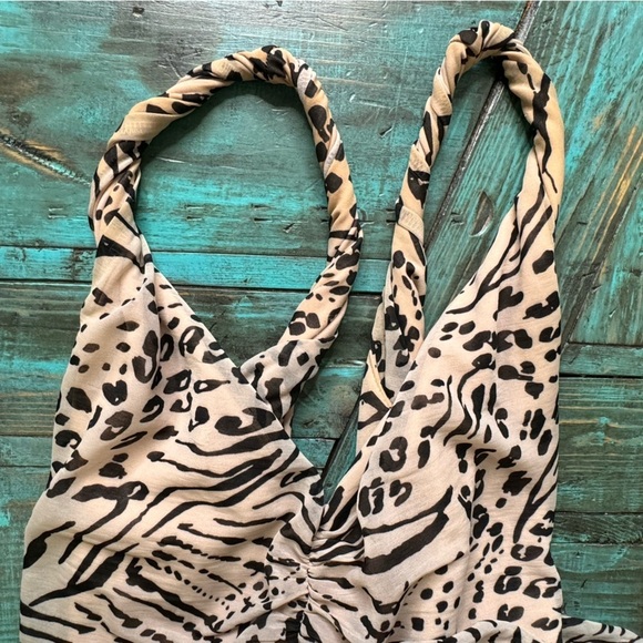 H&M Pale Pink Strappy Maxi Dress Animal Print Size Large - Picture 12 of 12